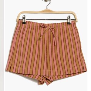 NWT! RDI Drawstring Cotton Shorts TERRACOTTA Large Stripe Pink Brown Tan